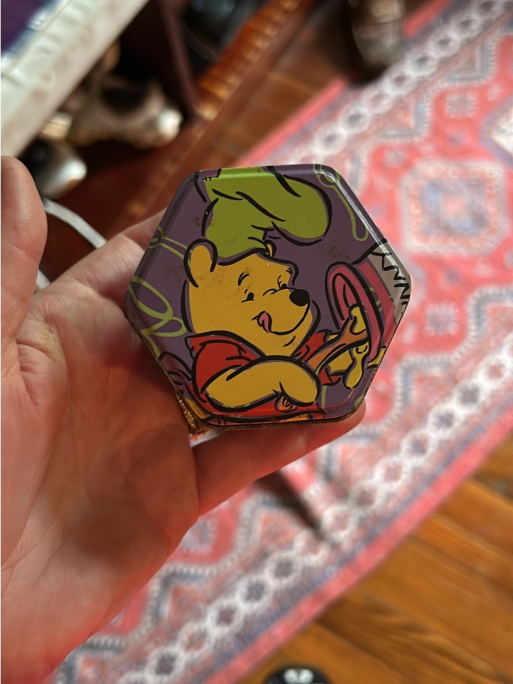 Winnie the Pooh Hexagonal Tin - Colorful Cartoon Keepsake